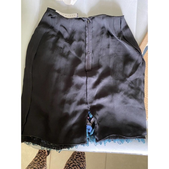 Vtg Neil Bieff Festive Sequins silk skirt Black Blue Purple - Picture 7 of 7